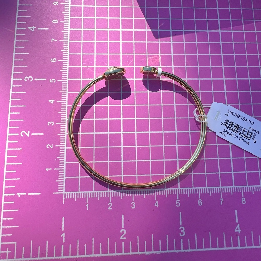 Michael Kors Brass adjustable bracelet bangle MKJX8154710 diamond logo signature - Picture 10 of 11